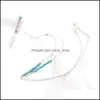 H￤nge halsband bohemiska etniska y form halsband bl￥ p￤rlor fj￤der l￥ng kedja tofs f￶r kvinnor runda boll vintage smycken present dr dhj3q