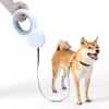 Colliers pour chiens 3m laisse mains libres rétractable automatique avec animal de compagnie en nylon gris clair rose led en cours d'exécution pour le