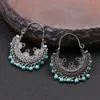 Dangle Küpeler Avize Etnik Çiçek Alaşım Geometrik Mavi Boncuklar Tassel Jhumka Kadınlar için Kolczyki Vintage Kuarlama Bouclees D Oreil