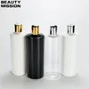 perfume bottle 500ml x 12 white clear black empty plastic shampoo bottle with gold silver disc top cap bottle