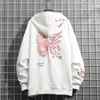 Moletons masculinos Butterfly cereja flor bordando moletons harajuku streetwear tian guan ci pullovers de estilo chinês s772