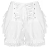 Women's Shorts Womens Female Clothing Lolita Cosplay Maid Role Play Costume Tiered Ruffle Lace Trim Bloomers Lace-Up Frilly Bottom