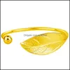 Bangle Leaf Bangles Armband Party Rhinestone Armband For Women Girl Jewelry Gift Justerbar ￶ppningsguld Drop Delivery Dhhza