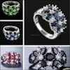 Band Rings Flower Classic Mticolor Cubic Zircon Engagement Ring Female Jewelry Sier Drop Delivery Dhizb