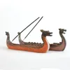 Драконная лодка держатель палки с лодкой ручной резной резьбы украшения ретро -благовония горелки традиционный дизайн 0208