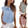 Blouses pour femmes Top Femmes Casual Summer Fashion Blouse élégant 2023 Polka Ruffles à manches courtes Round Roule Ruffle Striped