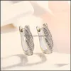 Stud Sealed Zircon Twisted Hoop Küpeler Kadın Trend Açılış Basit lüks elmas moda ve zarif damla teslimat takı Dhhef