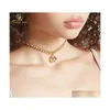Pendant Necklaces Small Heart Lock Choker Necklace For Women Cute Gold Sier Adjustbale Size Chain Fashion Jewelry Gift Drop Delivery Dh6Iy