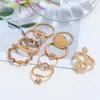 Wedding Rings Fashion Creative Geometry Serpentine Alloy Ring Set Auger 9 Piece Ms Tourist Commemorative Gifts