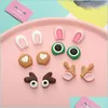 Outros 40pcs 20Pairs Cute Resin Components Rabbit/Deer/Urso/Ovelha/Gato Ears Cabochon J￳ias Diy/Decora￧￣o de Phone Craft Drop Deliver