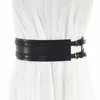Bälten ta-weo kvinnor klassiska svart vild dubbel pin spänne brett bälte dekorativa klänningar kappa bälte cummerbunds g230207