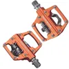 Cykelpedaler Racework MTB Cykelpedal Självlåsande platt Dual-Purpose Pedal CNC Aluminumlegering Du Bearing SPD Cykelpedal 0208