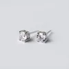 Stud Earrings 925 Sterling Silver Four Zircon Round Pircing For Women Wedding Gift Korean Party Jewelry B092