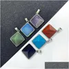 Charms Natural Stone Crystal Pendant Diamond Edging Diy Fashion Jewelry Making Armband Halsband Tillbeh￶r Tillbeh￶r Charm 28 DHWED