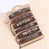 Bangle 6pcs/Set Brown Folio Tkane modne ręcznie robiece mężczyźni