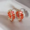 Boucles d'oreilles créoles Design coréen, bijoux à la mode plaqué or 14 carats, luxe carré rose Zircon rond élégant, accessoires de travail quotidien pour femmes