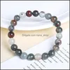 Other 8Mm African Bloodstone Bracelet Gemstone White Howlite Elastic Beaded Good Luck 848 Q2 Drop Delivery Jewelry Dhlas