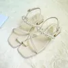 Sandals Fashion Casual Ladies Women Thick Heel 2023 Summer Women's Shoes Pullover Pearl Ankle Strap High