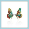 Stud Rhinestone Mariposa Pendientes Rainbow Crystal Insect Regalo de cumpleaños Out Fl Jewelry Drop Delivery Dhrgx