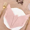 Tovagliolo da tavola 10 pezzi Lino rustico per piatto Decorazione natalizia Matrimonio Baby Shower Fazzoletto da portata fatto a mano Canovaccio rosa