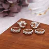 Wedding Rings 5pcs Cute Midi Moon Flower Ring Set Fashion Small Joint Knuckle Full Finger Vintage Jewelry 2023 Year Gifts