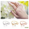 Cluster Rings Fashionable And Diamondset Open Womens Ring Branch Marquise Moissanite Ladies Solitaire Corresponding Wedding Drop Del Dhjym