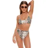 Kvinnors badkläder försäljning Snakskin Bikini Kvinnor Leopard Sexig Biquini Swim Suit Push Up Swimsuit Female Beachwear Swimming D30