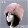 Beanie/Skull Caps Dark Green Flat Dak Fluffy Snow Year Winter Plush Dikke Bont Hat Faux Furry Cap Hoofd Warmer Outdoor Hats Women Gir Dhlk6