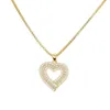 Hänge Halsband Guld Silver Färg Full Paved CZ Heart Pendent Dam Halsband Ursnygga Kvinnliga Engagemang Smycken Halsband Hot Selling box kedja G230206