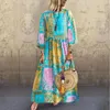 Casual Dresses Plus Size Boho Women Loose Long Dress Printed Cotton Linen Sleeve Maxi Ladies Evening Party Beach sundress