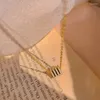 Kains kleurrijke L ingelegde zirkoon vierkant geometrie kettingen voor vrouwen zoete en schattige hangschakel choker mode creatieve sieraden cadeau