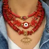 Colares frisados ​​punk requintado praia boêmio boho vermelho coral puka shell coração pedra natural colar de contas mulheres jóias bijoux colar atacado 230208