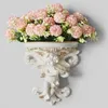 Vasi Cupido Forma di angelo Vaso da fiori Shelf Art Soggiorno Decorazione domestica Artigianato Rococò Appeso a parete Giardino Gesso Mensola Stereoscopico