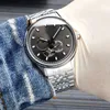 メンズウォッチホロー腕時計を見る男性用の自動機械式時計ビジネス腕時計ステンレス鋼ストラップ防水モントルデクルス40mmムーンフェーズ
