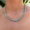 Beaded Necklaces Gold Plated 3mm Turquoises Stone Tennis Chain Choker Women Necklace High Quality Fashion Women Collar Jewelry 230208