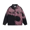 Heren Jackets Retro Tie Dye Denim High Street Mens Hip Hop Loose Cargo Cowboy Coats Men