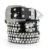 Belts 2022 Vintage Rhinestone Skull Leather Belts Wide Buckle Belt Cow Skin Strap Female Jeans Waistband women belt G230207