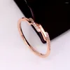 Anéis de casamento Cristal de aço inoxidável de ouro rosa Cristal de aço de três dedos noivado anel de dedos da mulher presente de festa