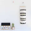 Storage Boxes Black And White Three Pockets Hanging Bag Wall Cotton Linen Fabric Art Style Nordic Home