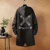Męskie kurtki kurtka 5xl print z kapturem długi płaszcz Czarny Hip Hop Streetwear Waar 230207
