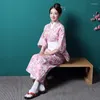 Etnik Giyim Kadın Cosplay Japon Elbise Kimono Geleneksel Yukata Haori Çiçek Baskı Asya Giysileri Dans Kostüm