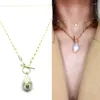 Ketten 2023 Frauen Vintage Halskette Unregelmäßige Perle Anhänger Kreative Runde Verschluss Choker Weibliche All-Match-Stil Hals Schmuck