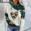 Womens Hoodies Sweatshirts Women Vintage Boho Printed Hooded Sweatshirt Autumn Female Long Sleeve Drawstring Casual Loose Pullover 230208