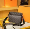 Handbags Men Leather TRIO Messenger Bags Luxury Shoulder Bag Make up Bag Designer Handbag Tote Man's bag wallet