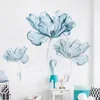 Tapeten 2023 Blaue Wandpaste Kreatives Schlafzimmer Zimmer Frischer Hintergrund Blumen 2 Stück Tapete Selbstklebende Aufkleber