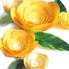 Декоративные цветы DIY Гигант Гигант бумага искусственная свадьба Fleurs Artificielles Fackrop Rose 5pcs 4 Leave Party Decer Yellow Yellow