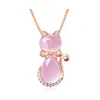 إعدادات المجوهرات Moonrocy Rose Gold Color Cz Crystal Ross Quartz Pink Opal Necklace Morning