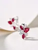 S925 Sterling Silver Ruby Bijoux Ensembles Pour Femmes Cristal Zircon Feuilles Collier De Mariage Rouge Gem Pierre Boucle D'oreille Goutte D'eau Conception