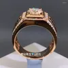 حلقات الكتلة 10K Rose Gold 1 2 3 4 5 Round Moissanite Diamond Ring Men Party Party Comple