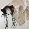 Women Girl's Gothic Lolita Maid Ruffles Lace Headband Plush Cat Ears Ribbon Bell Lolita Cosplay Hair Hoop GC1896